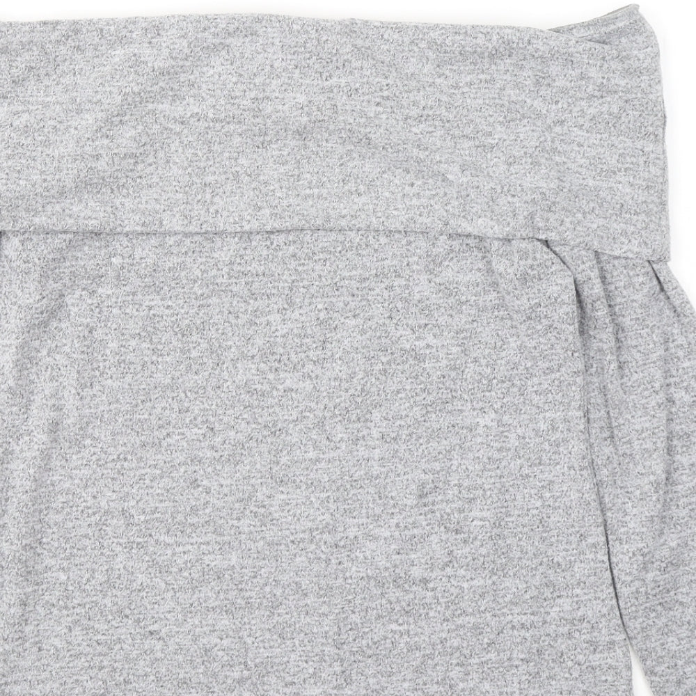 Dorothy Perkins Womens Grey  Polyester Basic Blouse Size 14 Off the Shoulder