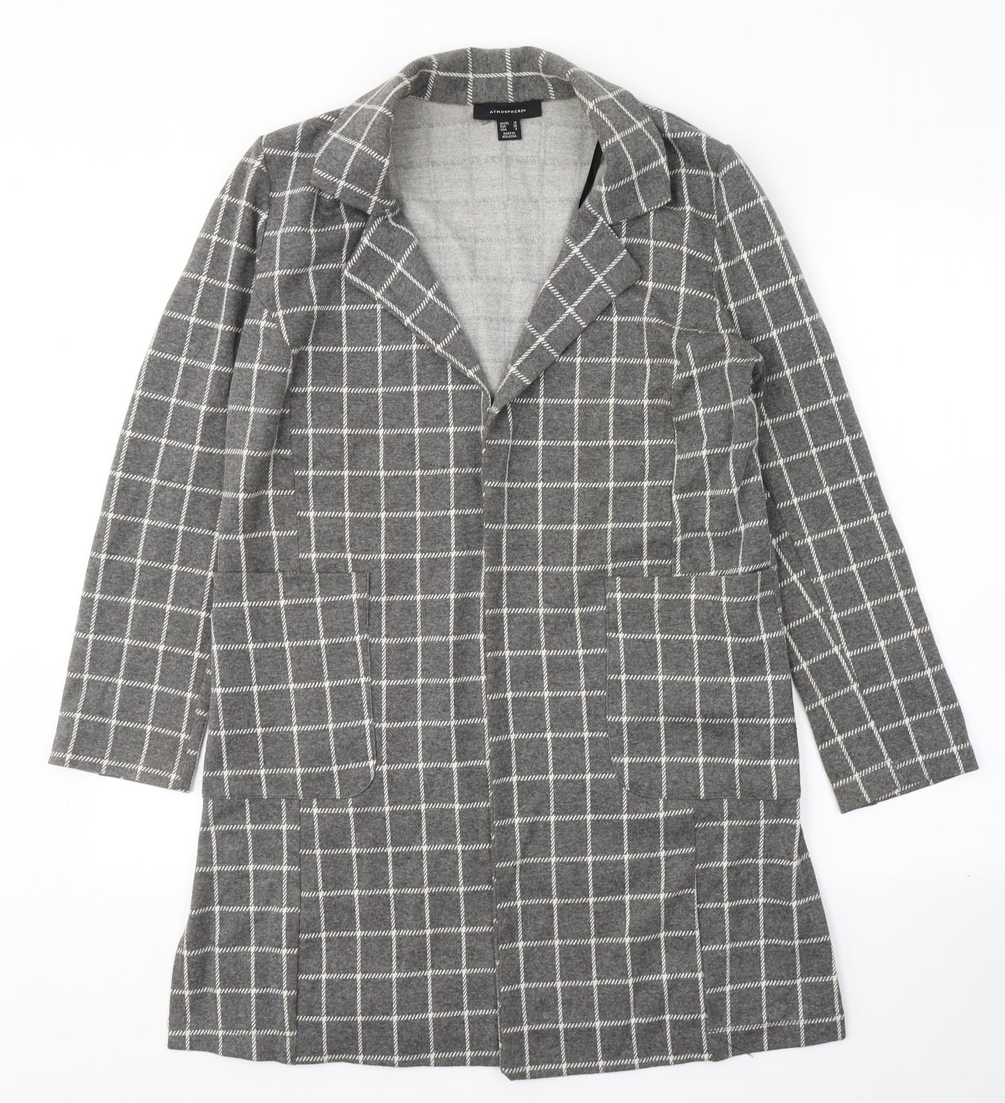 Atmosphere Womens Grey Plaid  Jacket Blazer Size 10