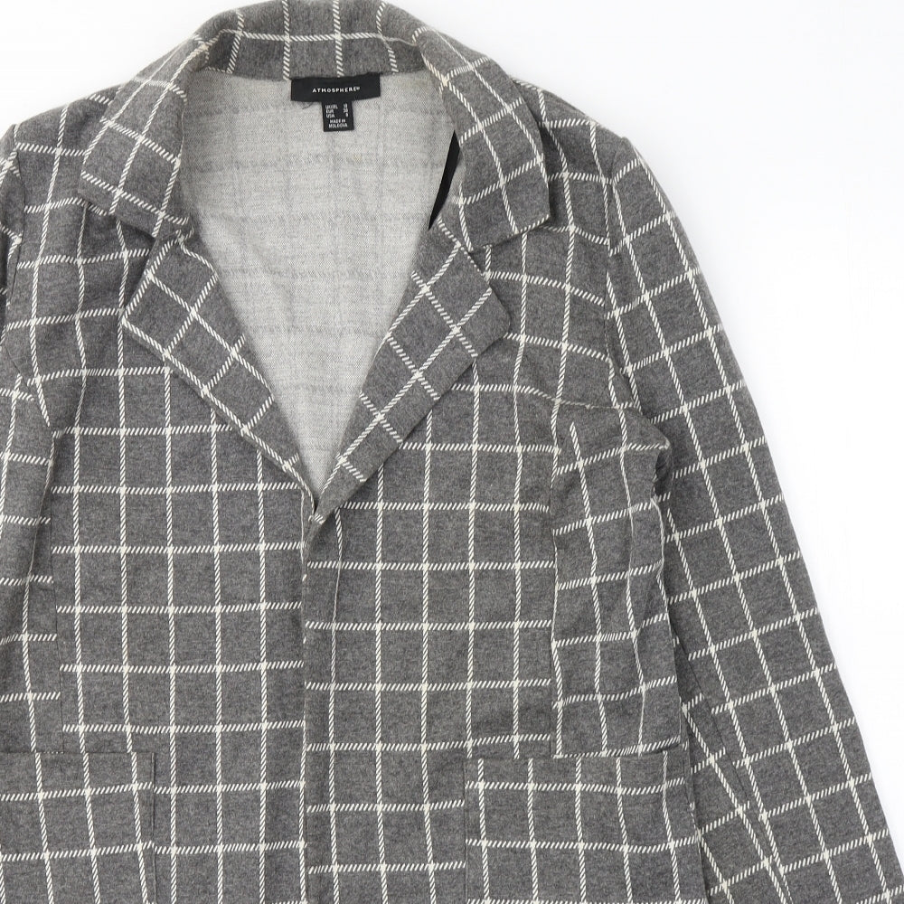 Atmosphere Womens Grey Plaid  Jacket Blazer Size 10