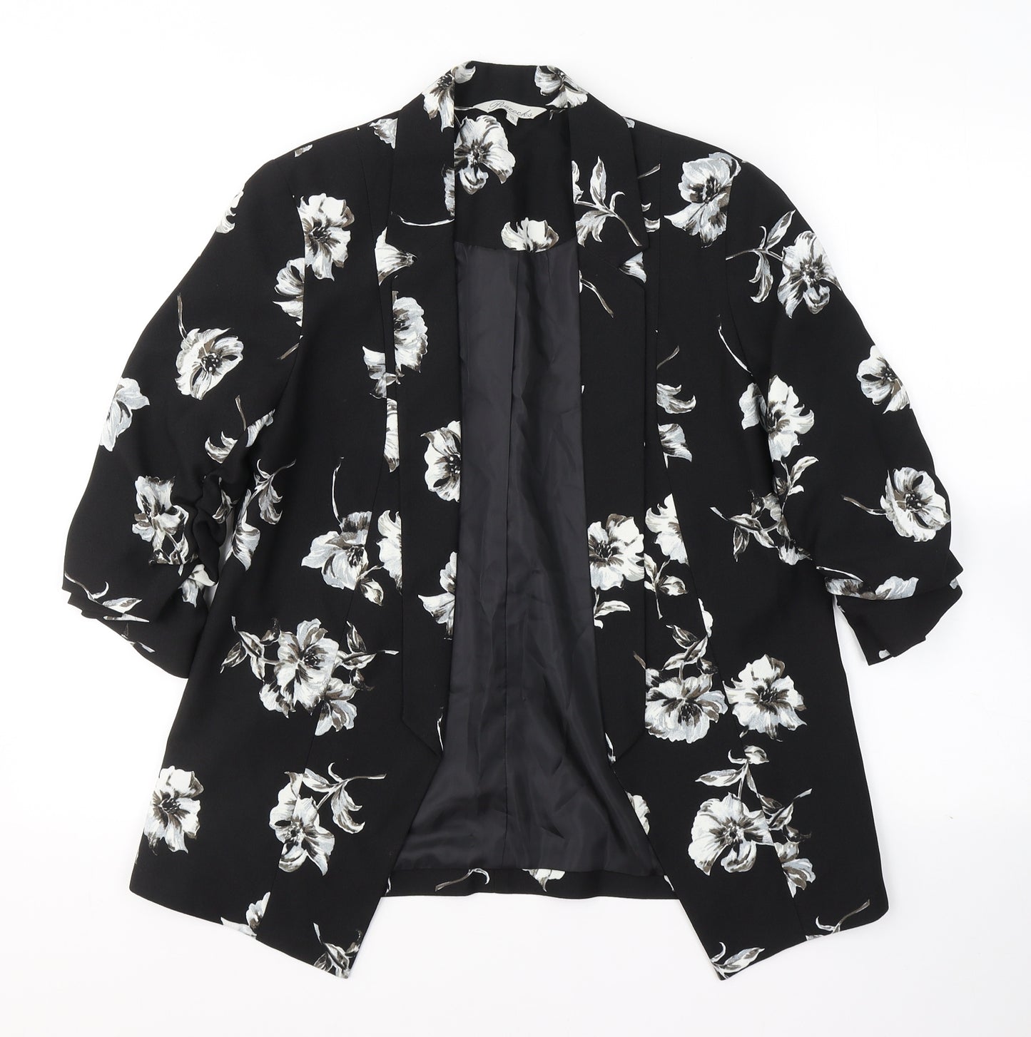 Peacocks Womens Black Floral  Jacket Blazer Size 10