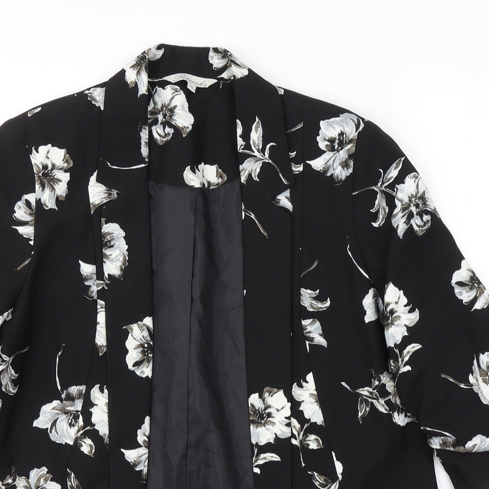 Peacocks Womens Black Floral  Jacket Blazer Size 10