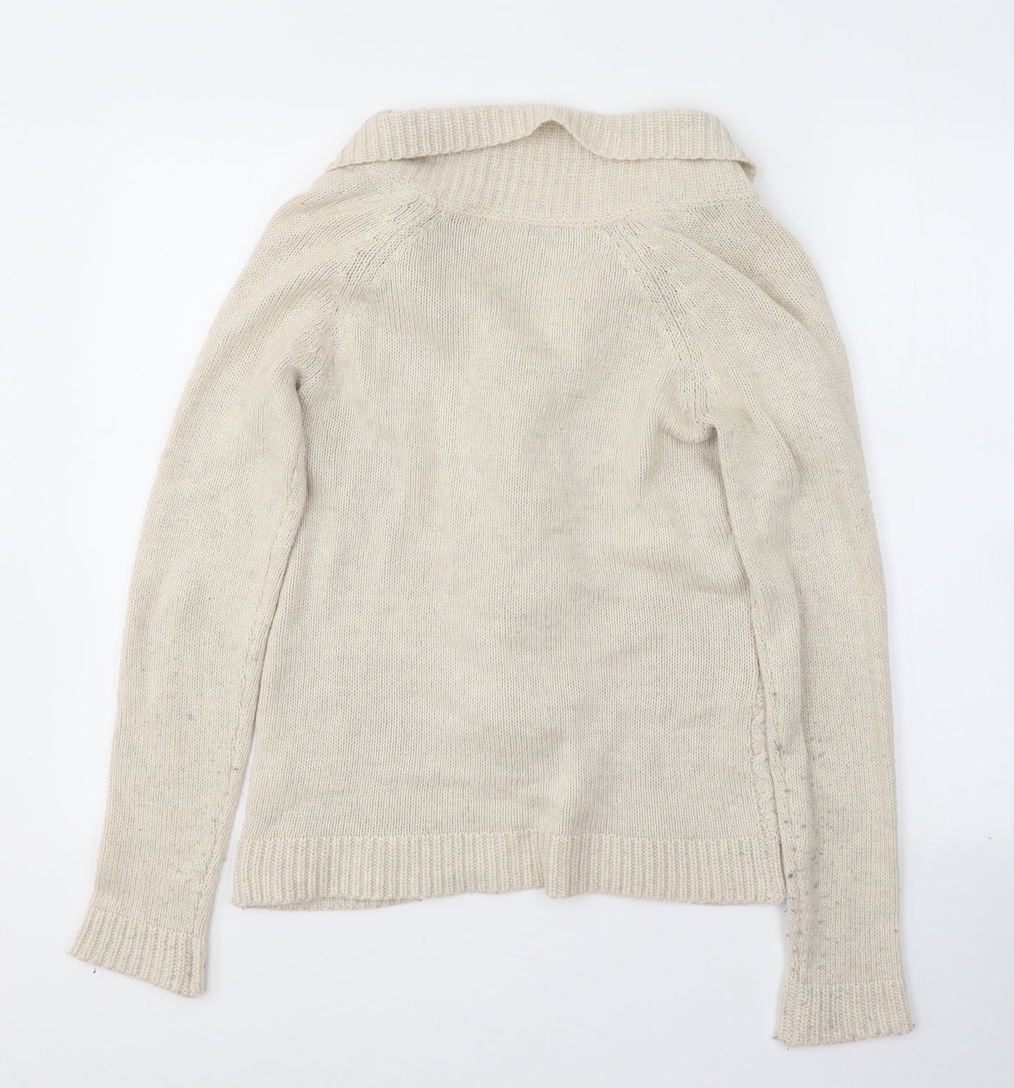 Fat Face Womens Ivory V-Neck  Acrylic Cardigan Jumper Size 8