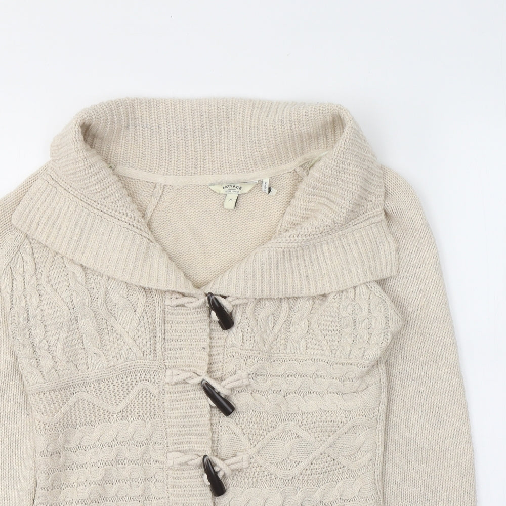 Fat Face Womens Ivory V-Neck  Acrylic Cardigan Jumper Size 8