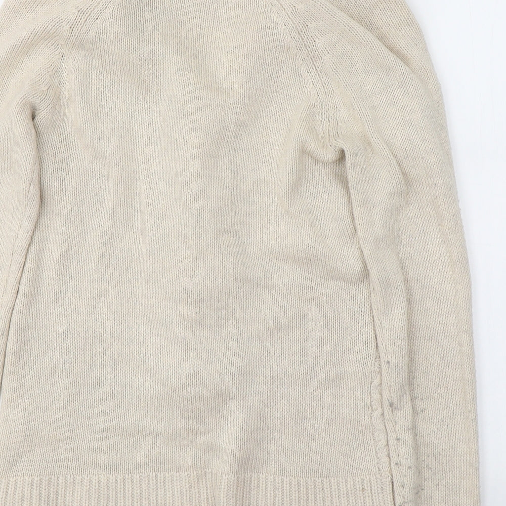 Fat Face Womens Ivory V-Neck  Acrylic Cardigan Jumper Size 8