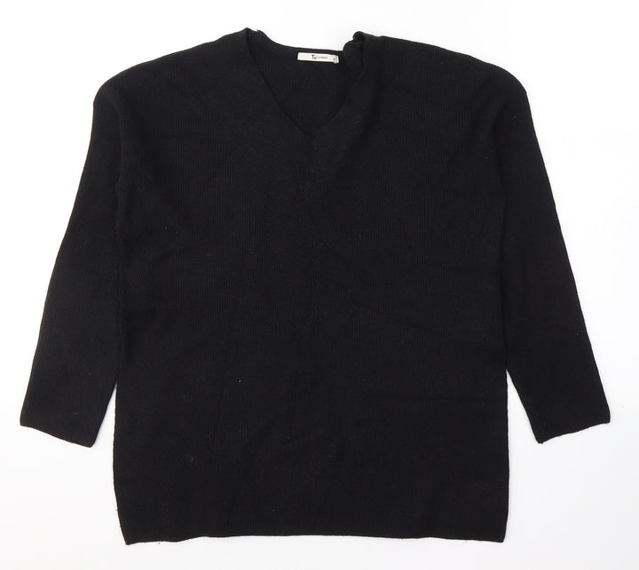 TU Womens Black Round Neck  Viscose Pullover Jumper Size 8