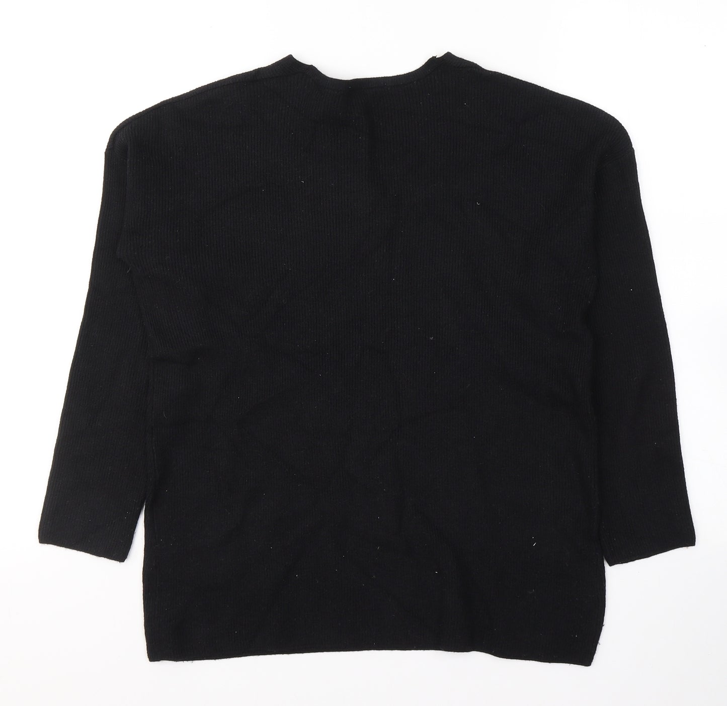 TU Womens Black Round Neck  Viscose Pullover Jumper Size 8