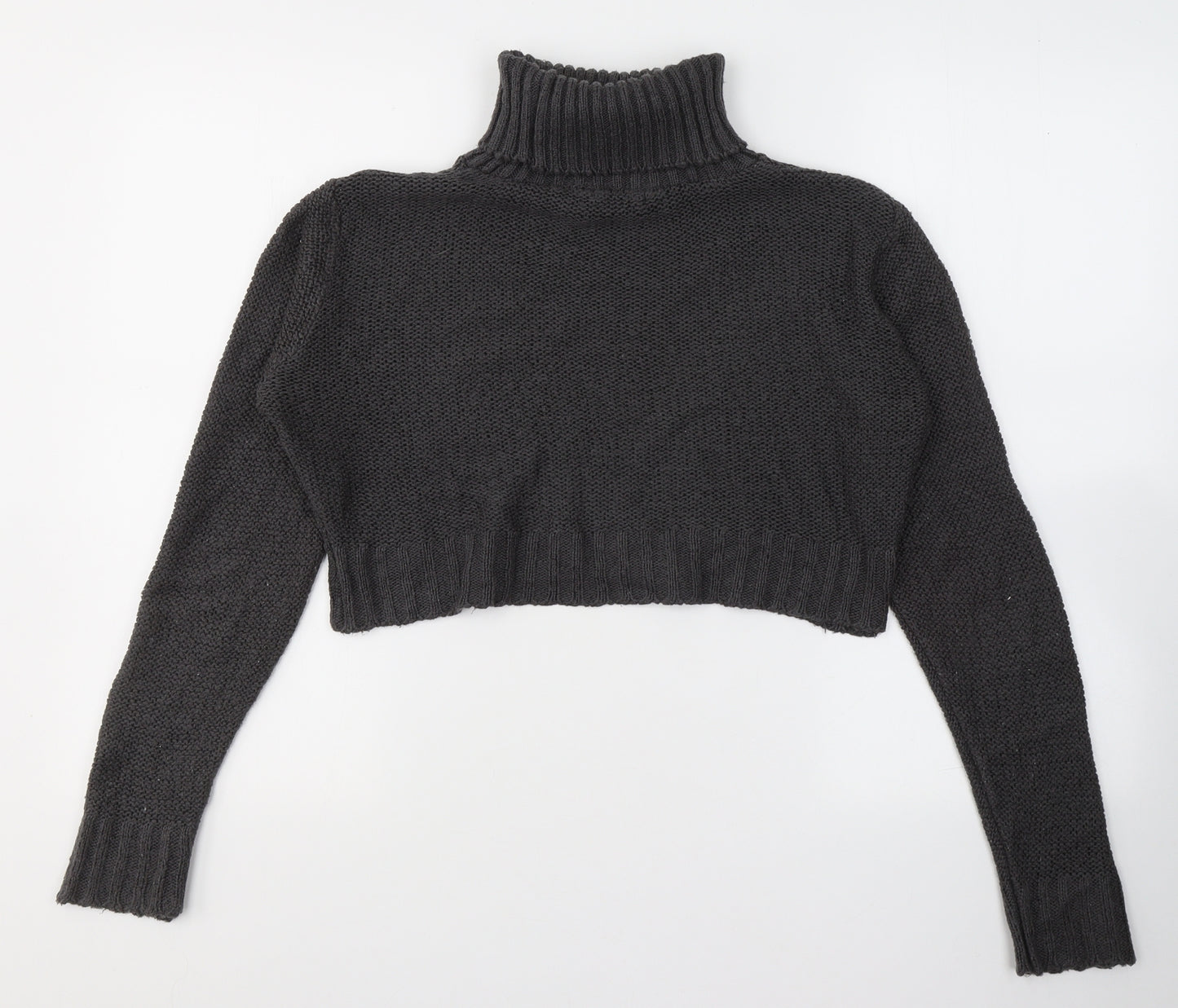 Boohoo Womens Grey Roll Neck  Acrylic Pullover Jumper Size M