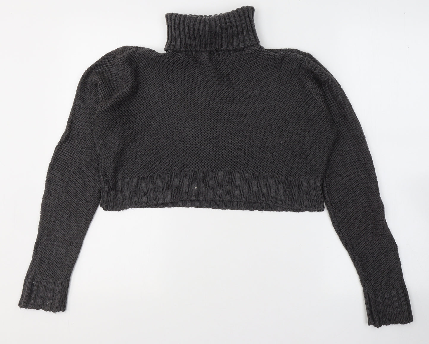 Boohoo Womens Grey Roll Neck  Acrylic Pullover Jumper Size M