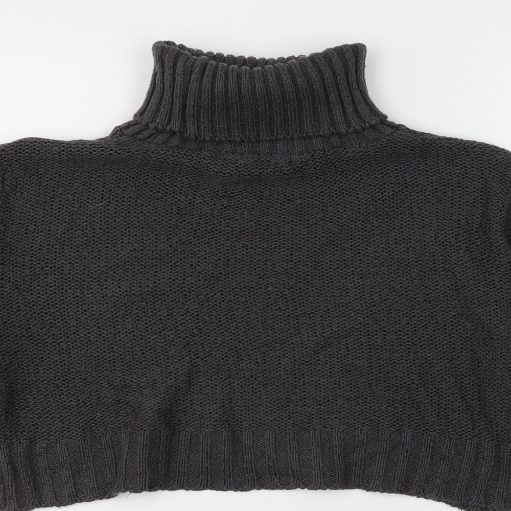 Boohoo Womens Grey Roll Neck  Acrylic Pullover Jumper Size M