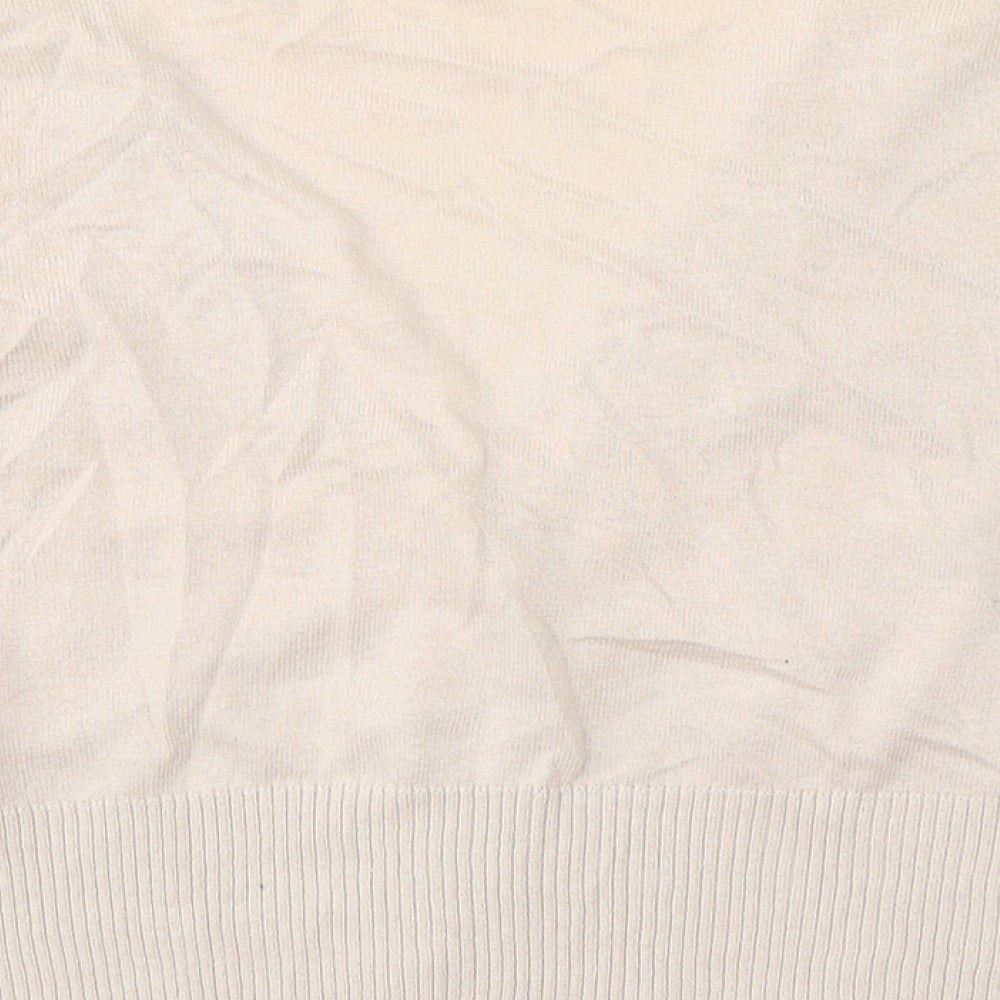 Marks and Spencer Womens Beige  100% Cotton Cropped T-Shirt Size 16 V-Neck