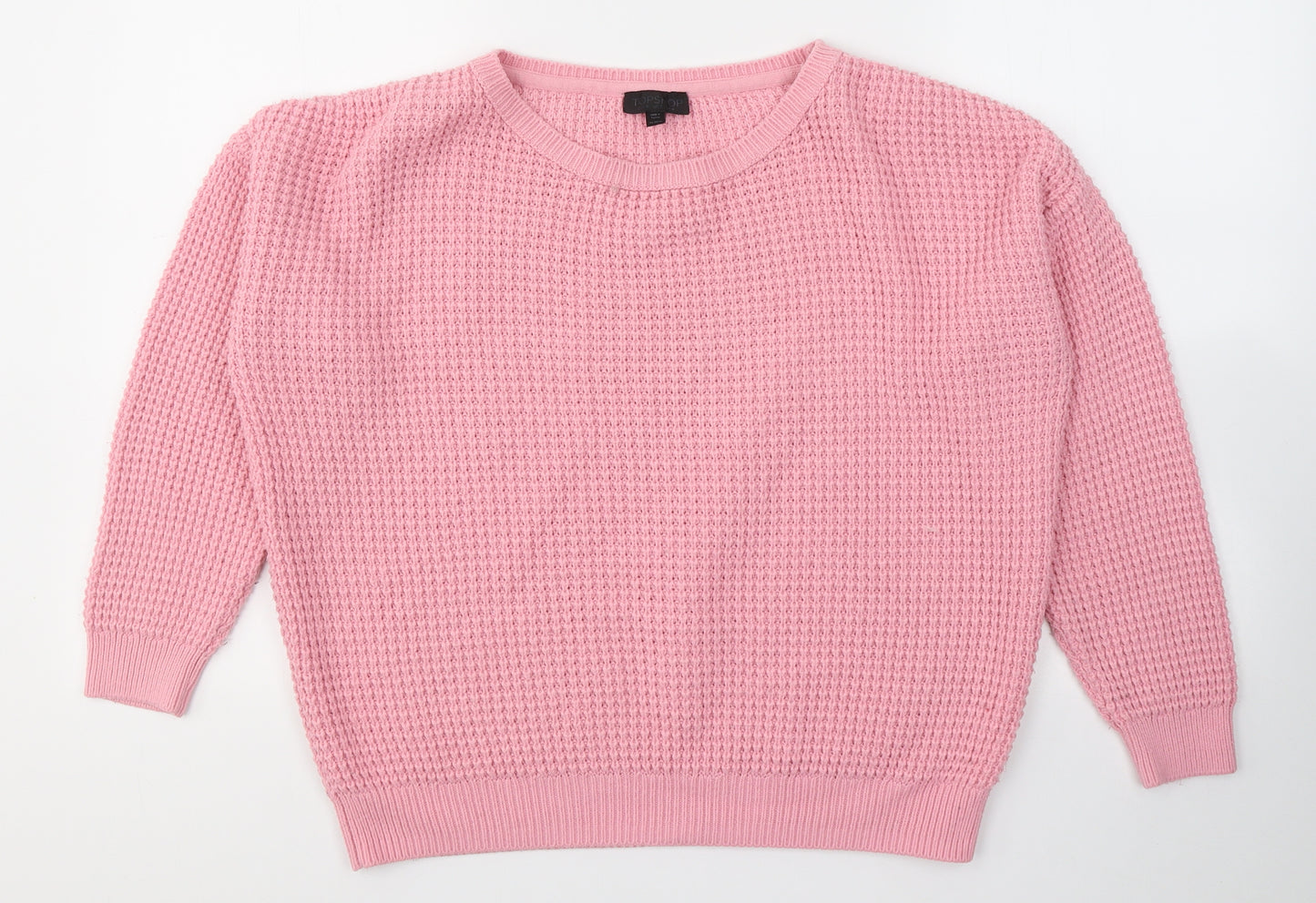 Topshop Womens Pink Round Neck  Acrylic Pullover Jumper Size 8
