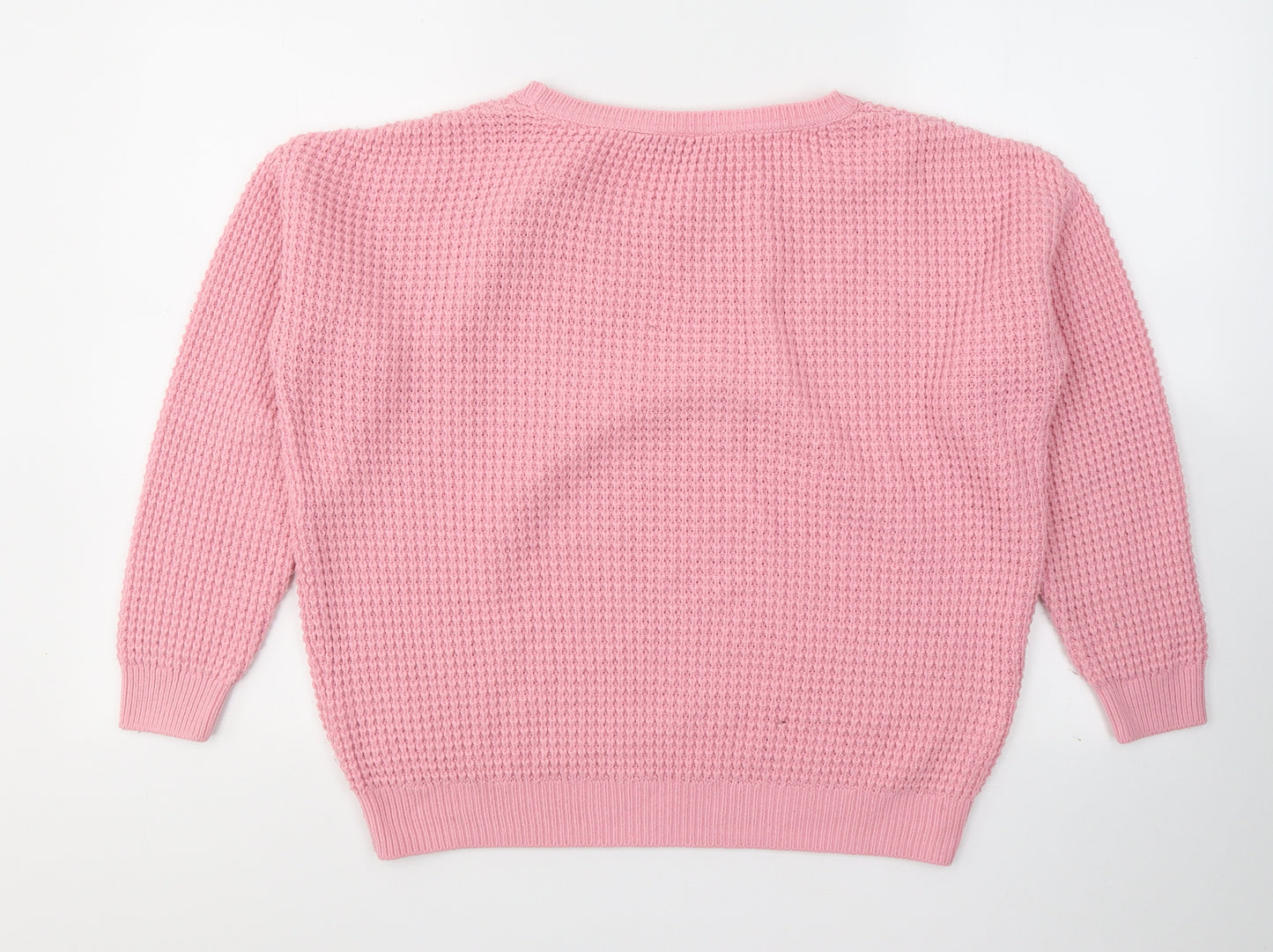 Topshop Womens Pink Round Neck  Acrylic Pullover Jumper Size 8
