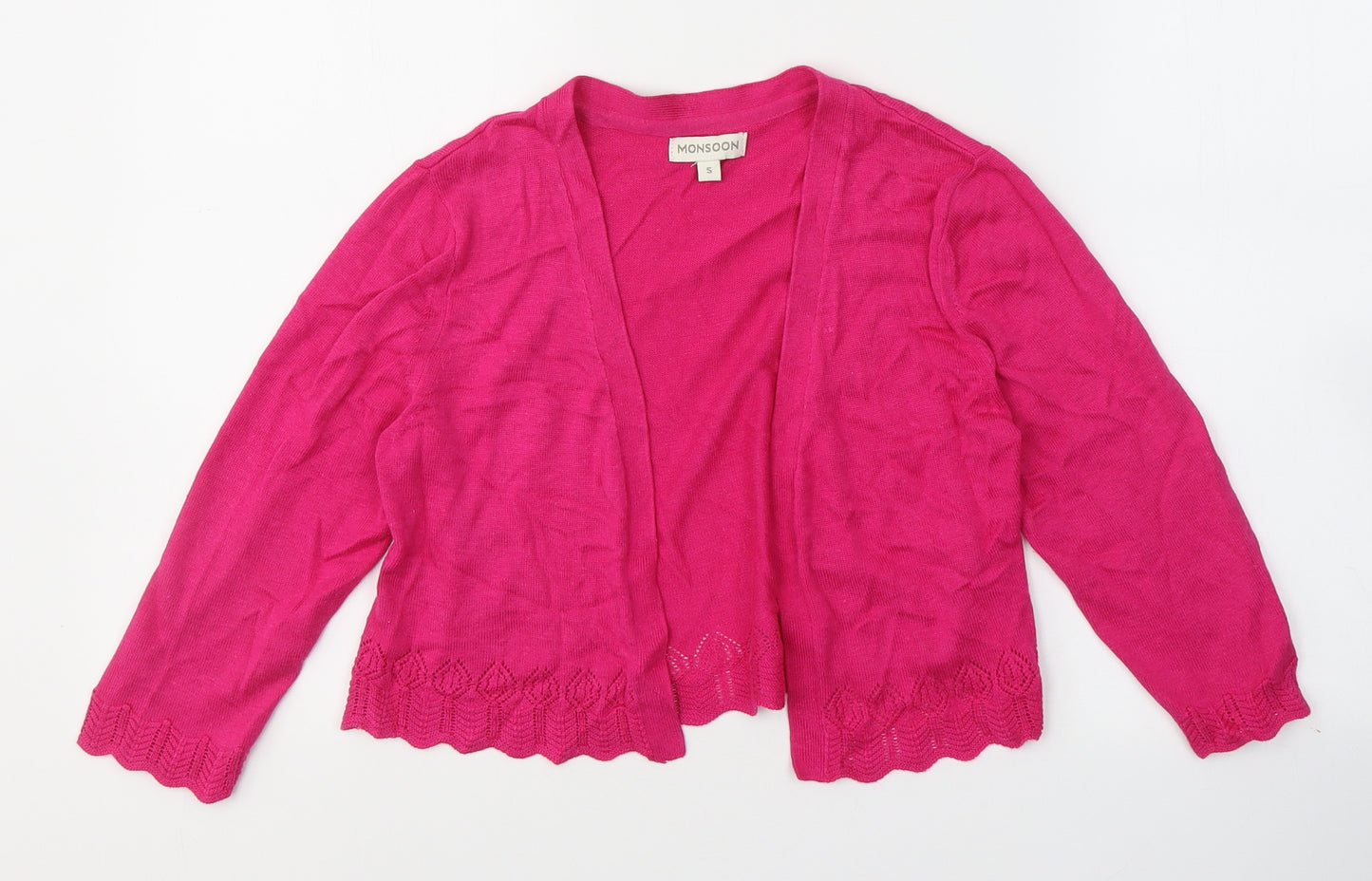 Monsoon Womens Pink V-Neck  Viscose Cardigan Jumper Size S