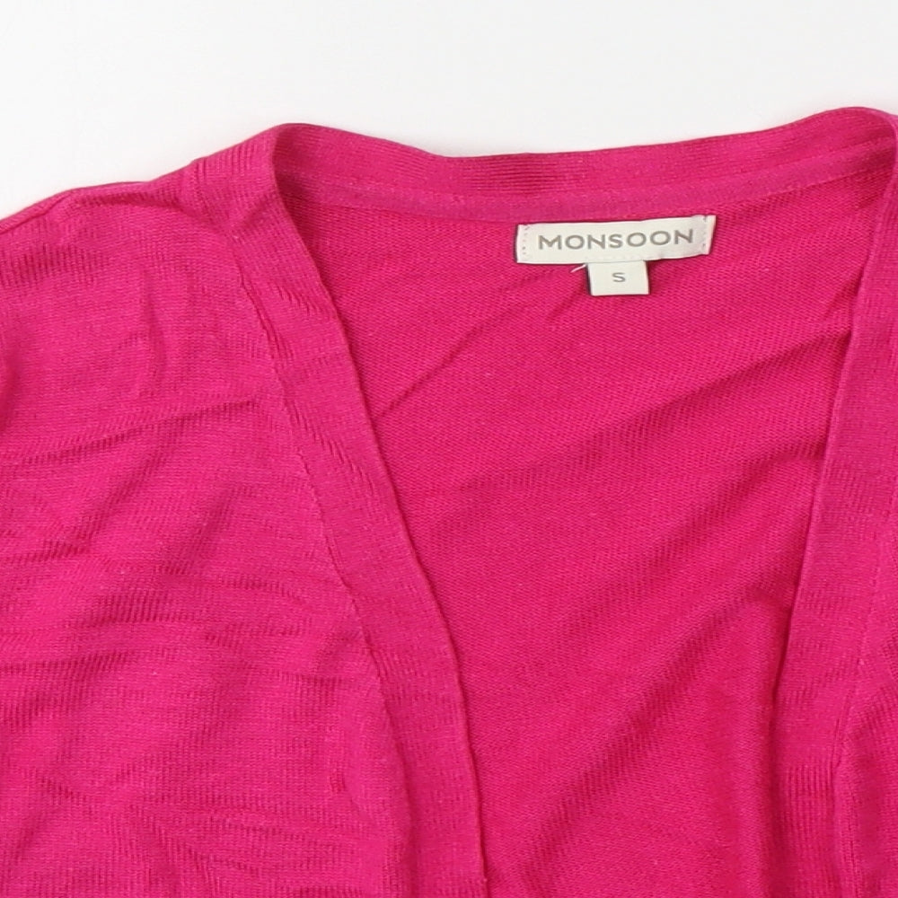 Monsoon Womens Pink V-Neck  Viscose Cardigan Jumper Size S