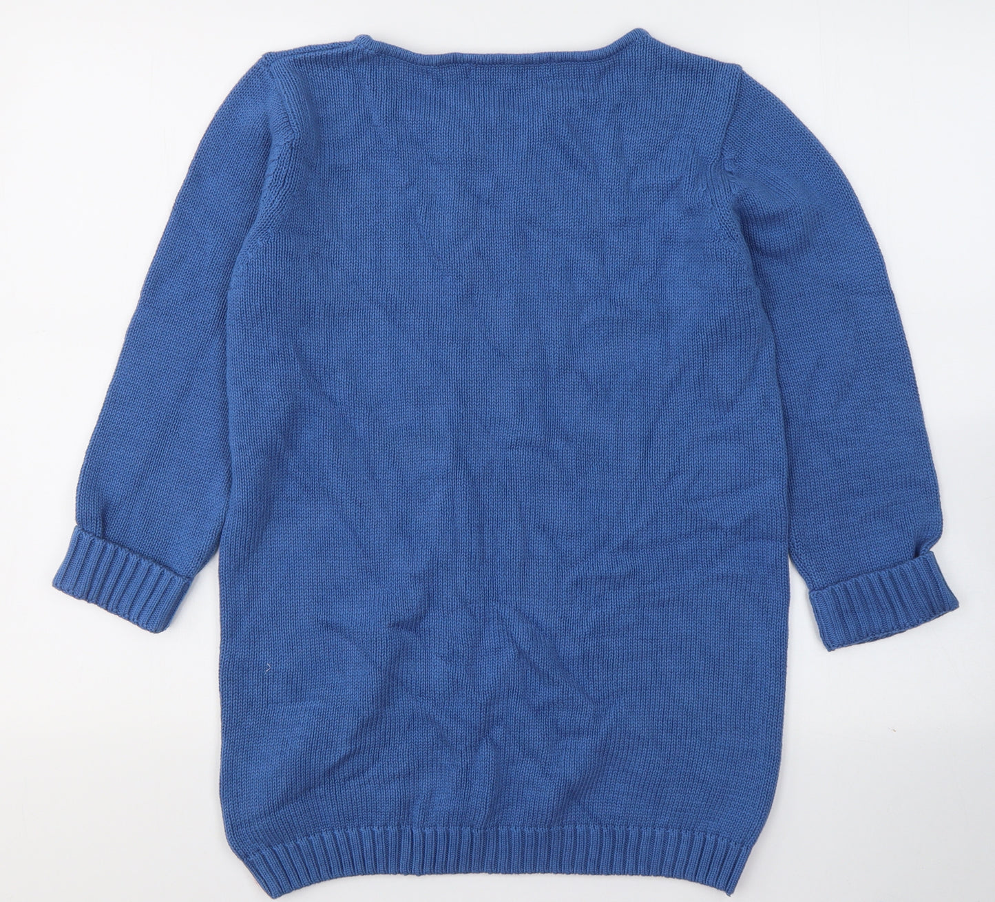 EWM Womens Blue Round Neck  Cotton Pullover Jumper Size M