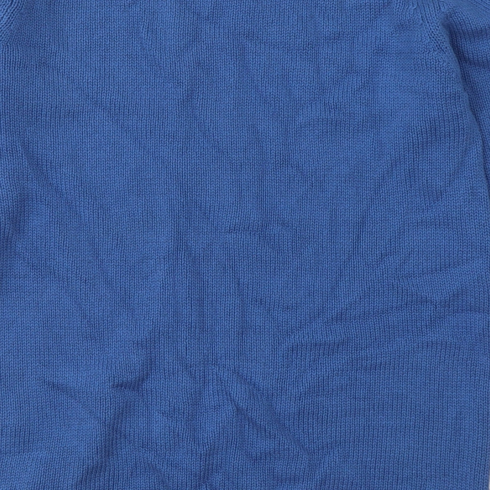 EWM Womens Blue Round Neck  Cotton Pullover Jumper Size M