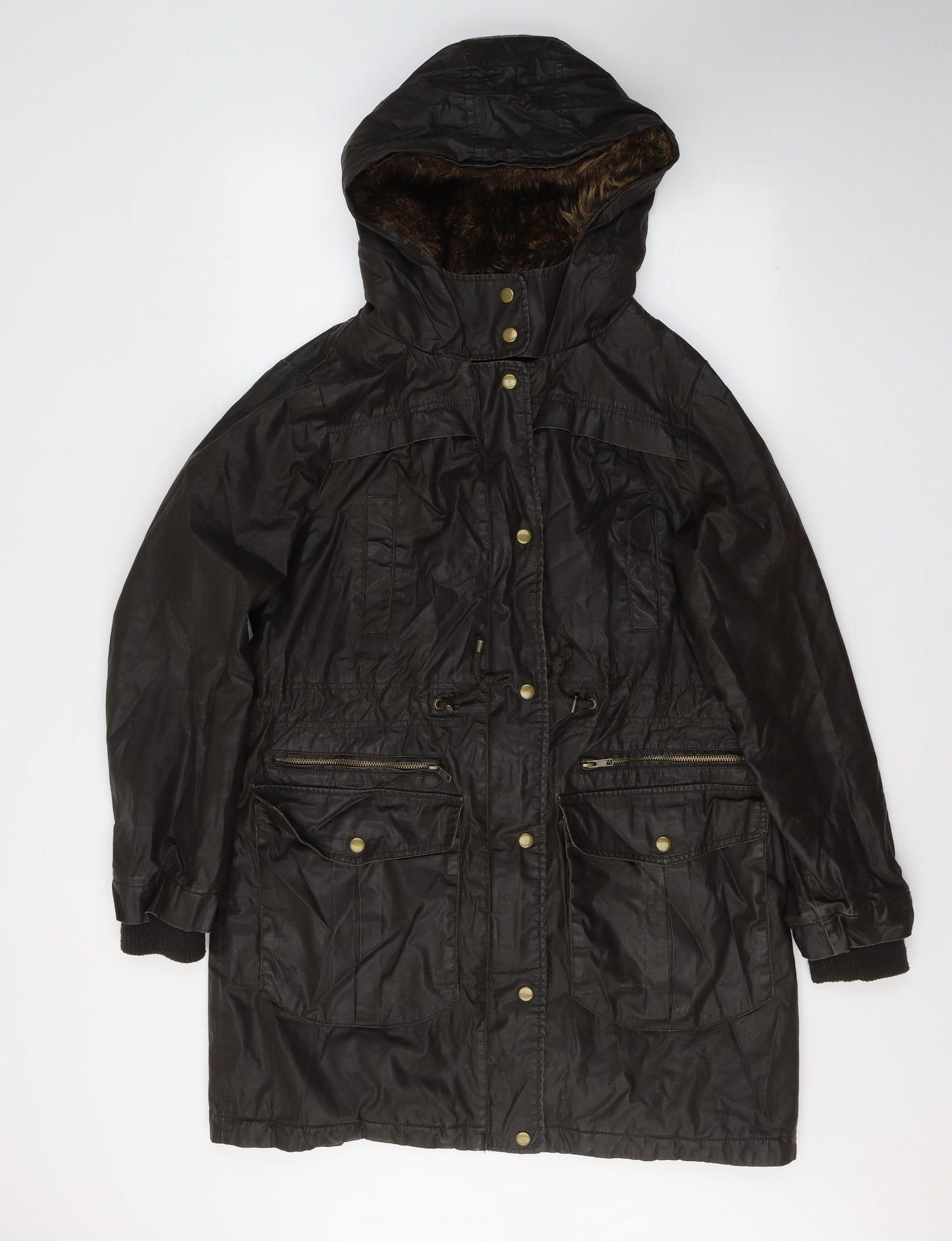Marks and Spencer Womens Brown   Parka Jacket Size 14  Zip