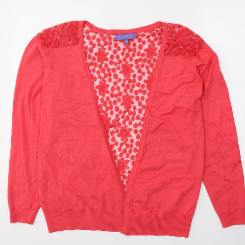 Autonomy Womens Red V-Neck Floral Polyester Cardigan Jumper Size L