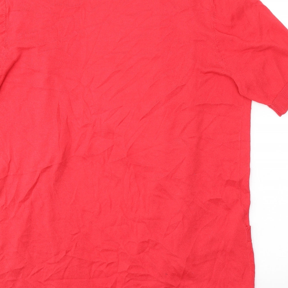 F&F Womens Red  Cotton Basic T-Shirt Size 14 V-Neck