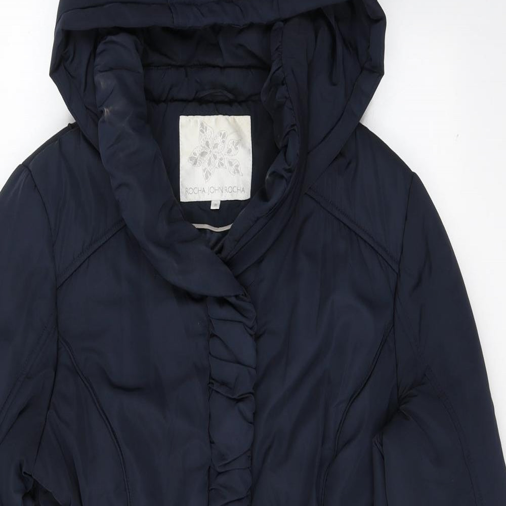 John Rocha Womens Blue   Puffer Jacket Coat Size 18  Zip