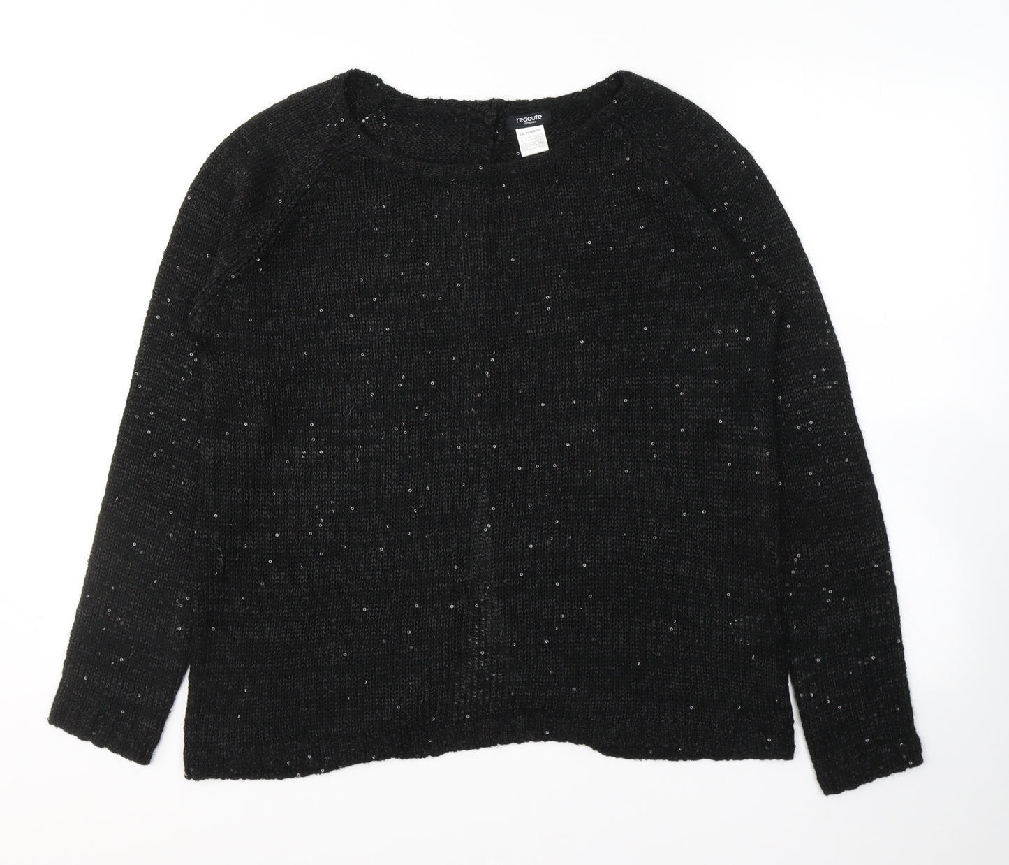 REDOUTE Womens Black Round Neck  Polyester Pullover Jumper Size 14