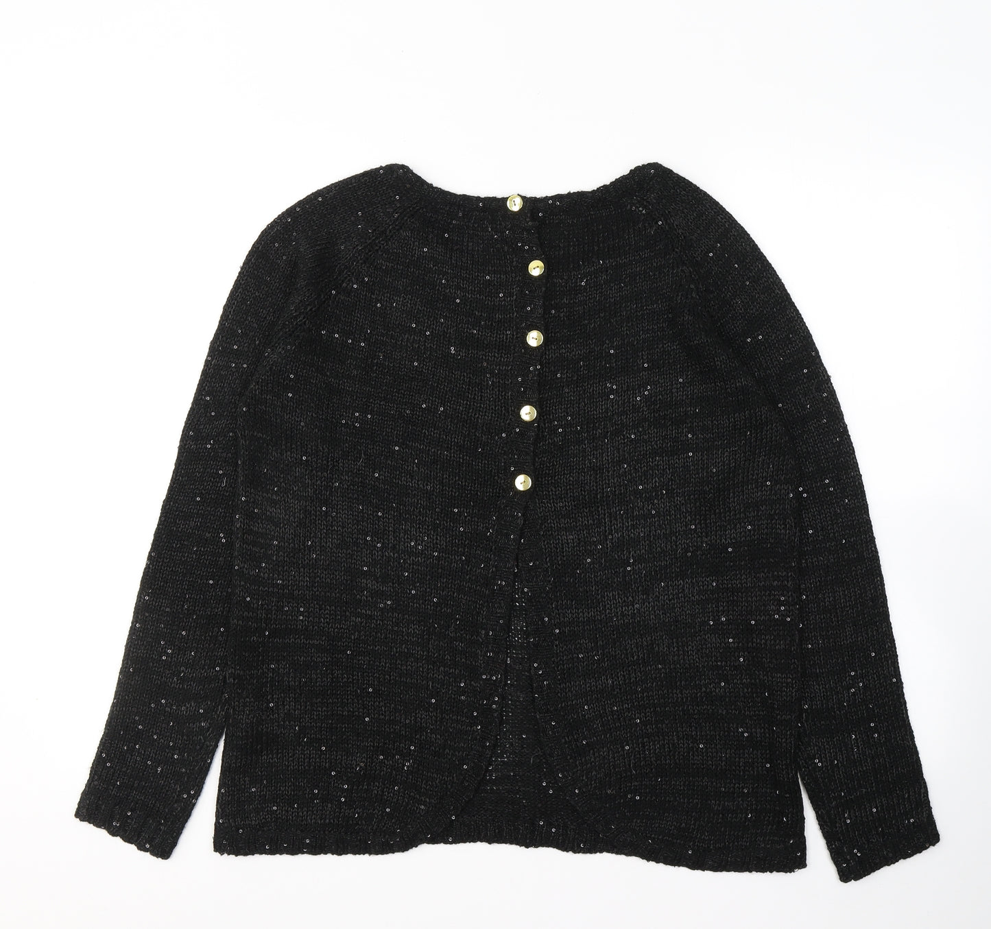 REDOUTE Womens Black Round Neck  Polyester Pullover Jumper Size 14