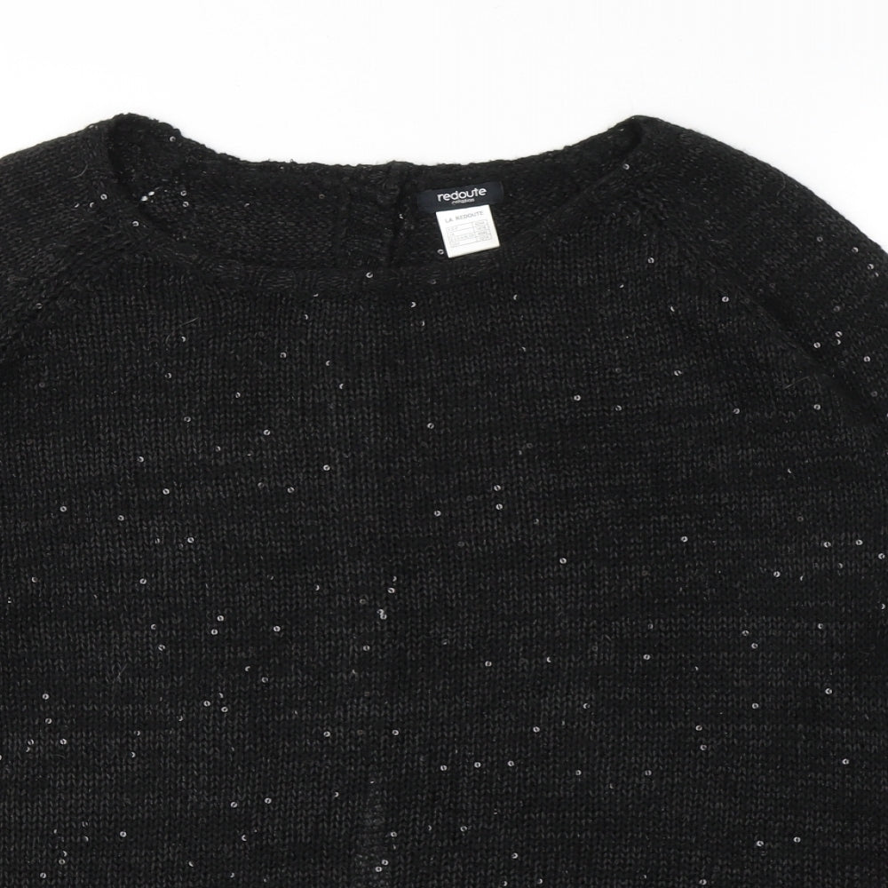 REDOUTE Womens Black Round Neck  Polyester Pullover Jumper Size 14