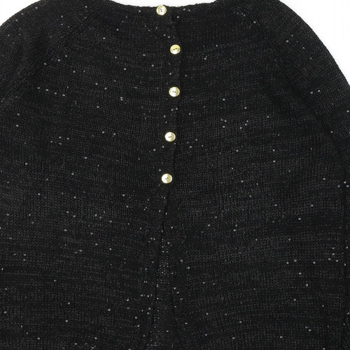 REDOUTE Womens Black Round Neck  Polyester Pullover Jumper Size 14