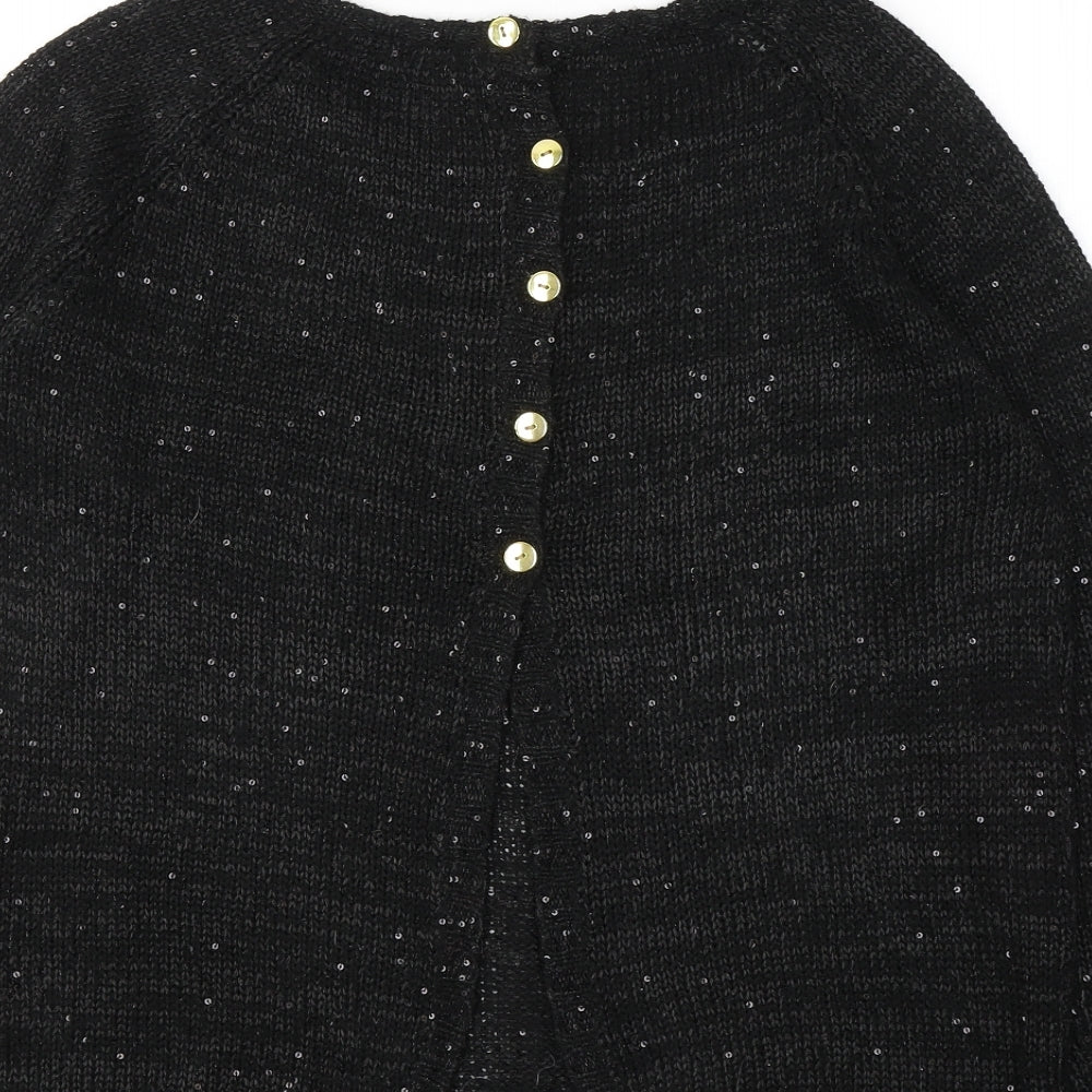 REDOUTE Womens Black Round Neck  Polyester Pullover Jumper Size 14