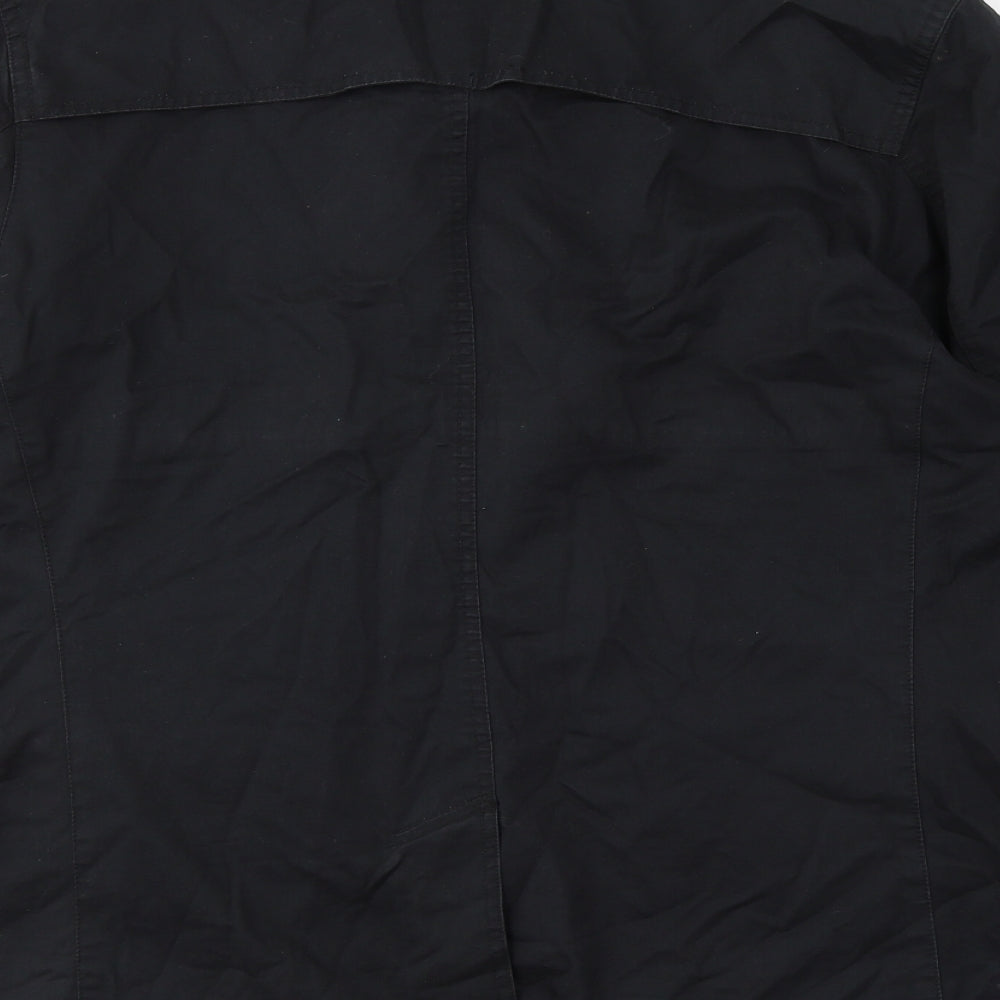 John Lewis Mens Black   Trench Coat Jacket Size L  Button