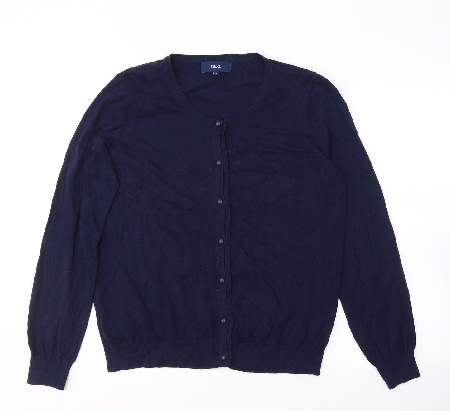 NEXT Womens Blue Round Neck  Cotton Cardigan Jumper Size 16