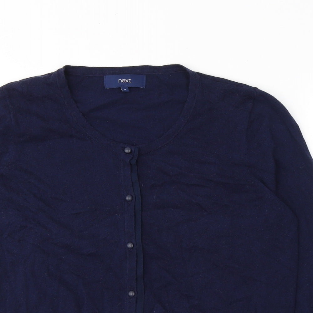 NEXT Womens Blue Round Neck  Cotton Cardigan Jumper Size 16