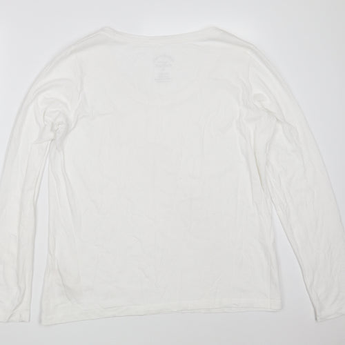 Fat Face Womens White  100% Cotton Basic T-Shirt Size 16 Scoop Neck