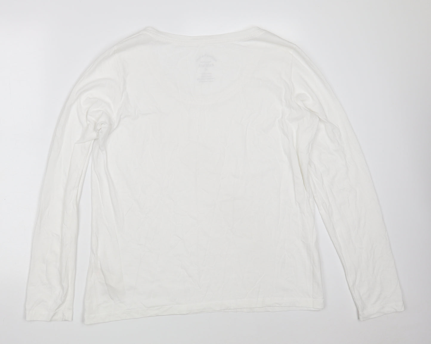 Fat Face Womens White  100% Cotton Basic T-Shirt Size 16 Scoop Neck