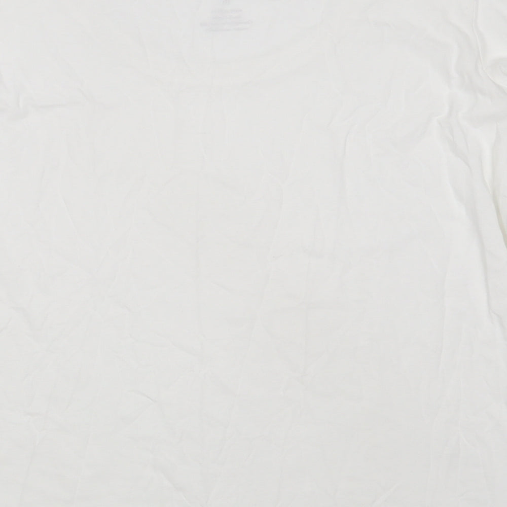 Fat Face Womens White  100% Cotton Basic T-Shirt Size 16 Scoop Neck