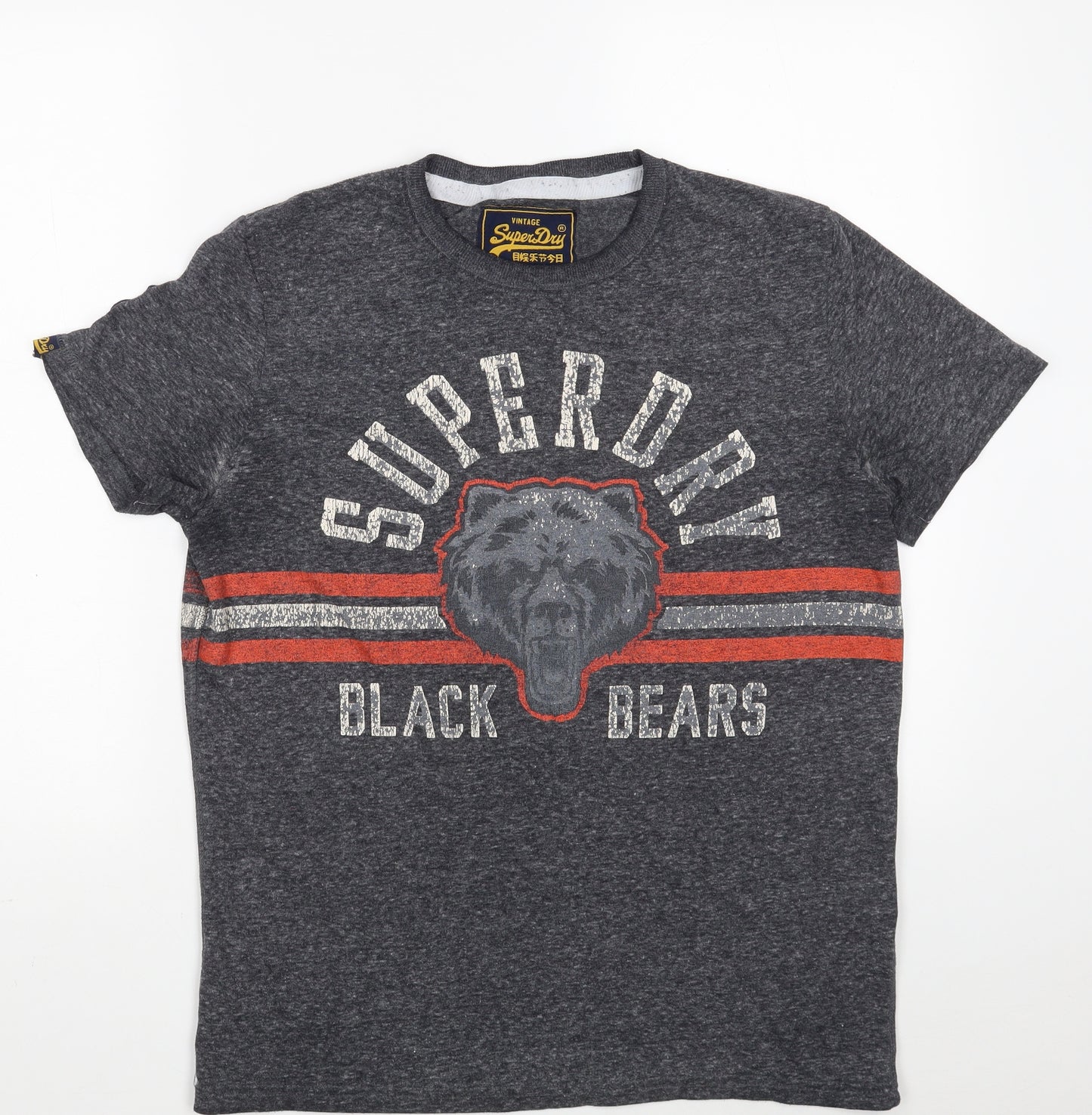 Superdry Mens Grey  Polyester  T-Shirt Size L Round Neck  - 77