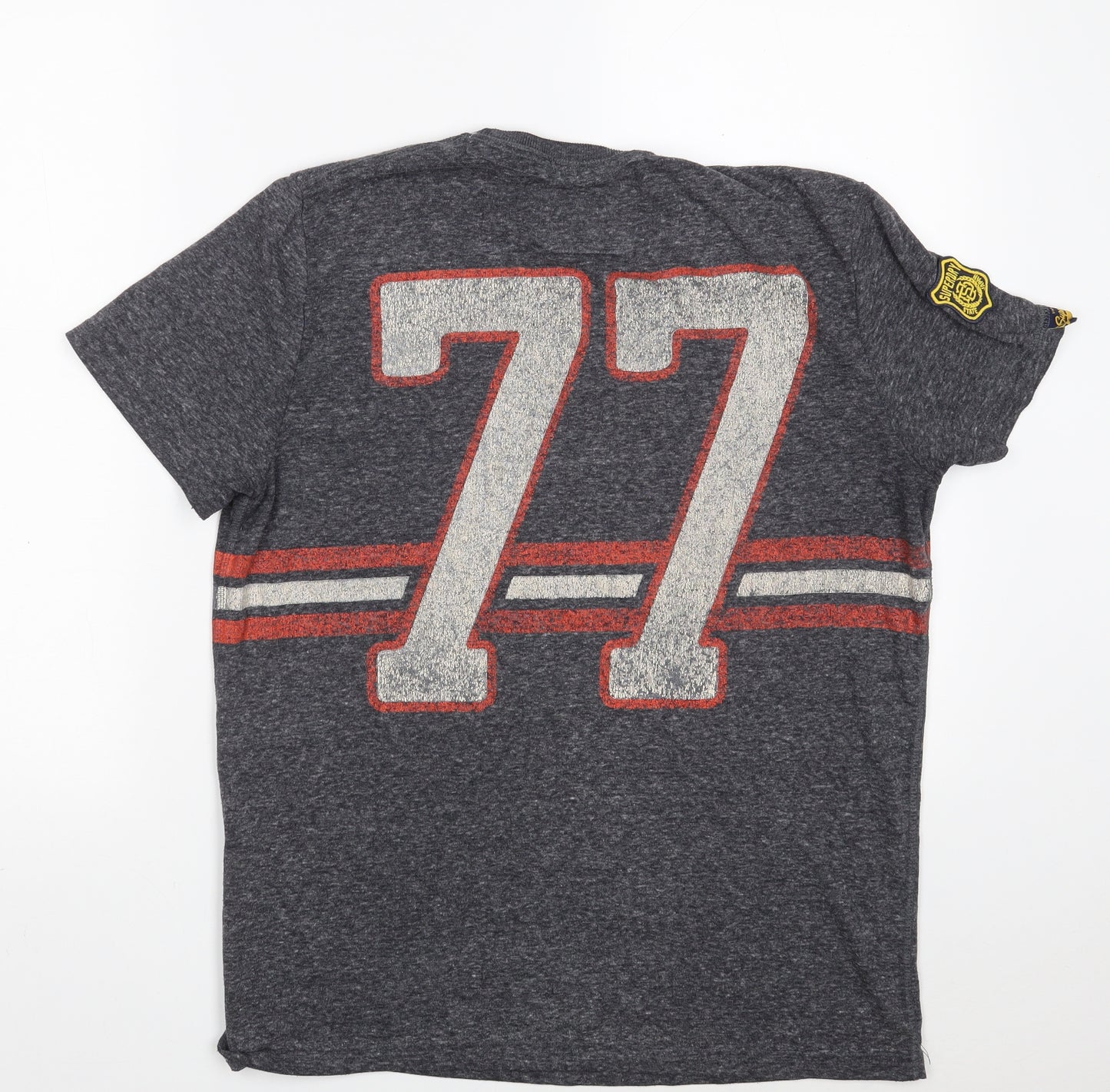 Superdry Mens Grey  Polyester  T-Shirt Size L Round Neck  - 77