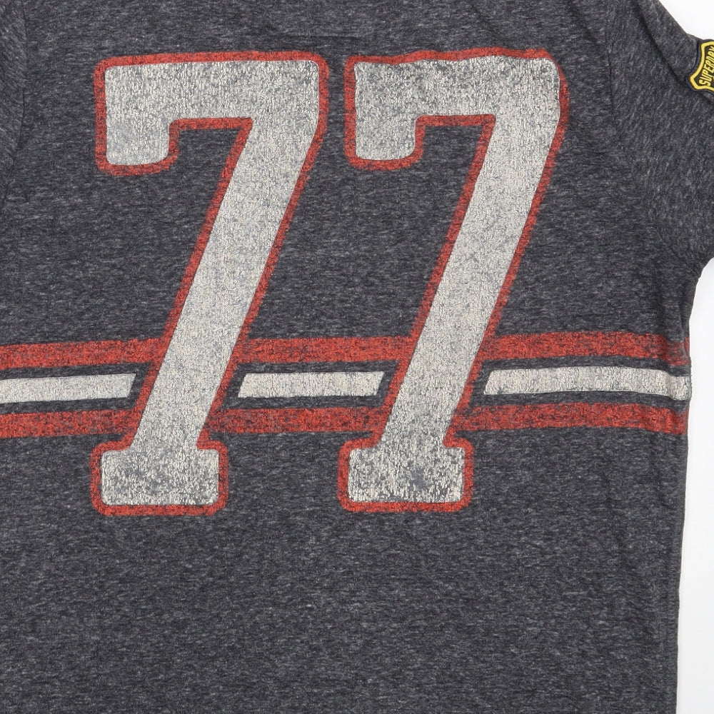 Superdry Mens Grey  Polyester  T-Shirt Size L Round Neck  - 77