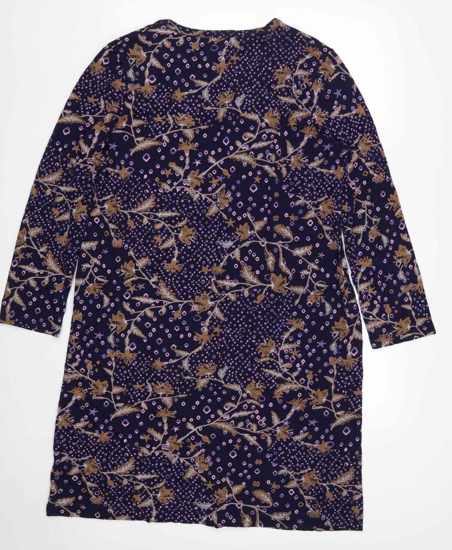 White Stuff Womens Purple Floral 100% Cotton A-Line  Size 18  V-Neck