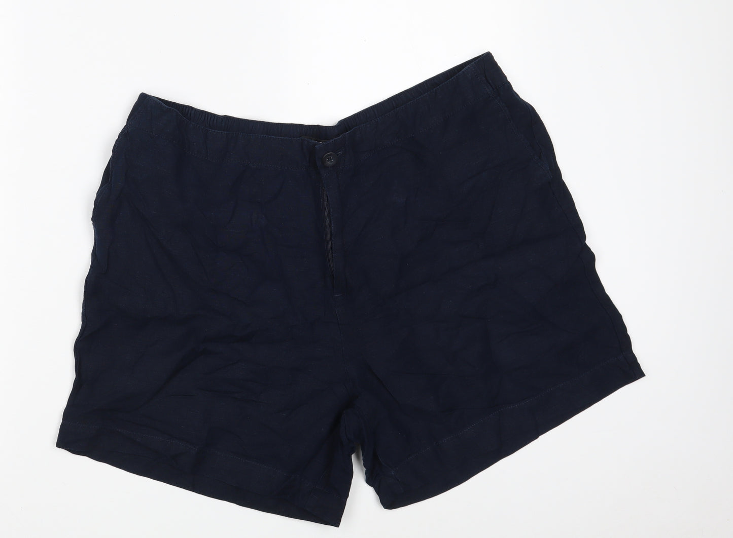 Dunnes Stores Womens Blue  Linen Sweat Shorts Size 18 L5 in Regular Zip
