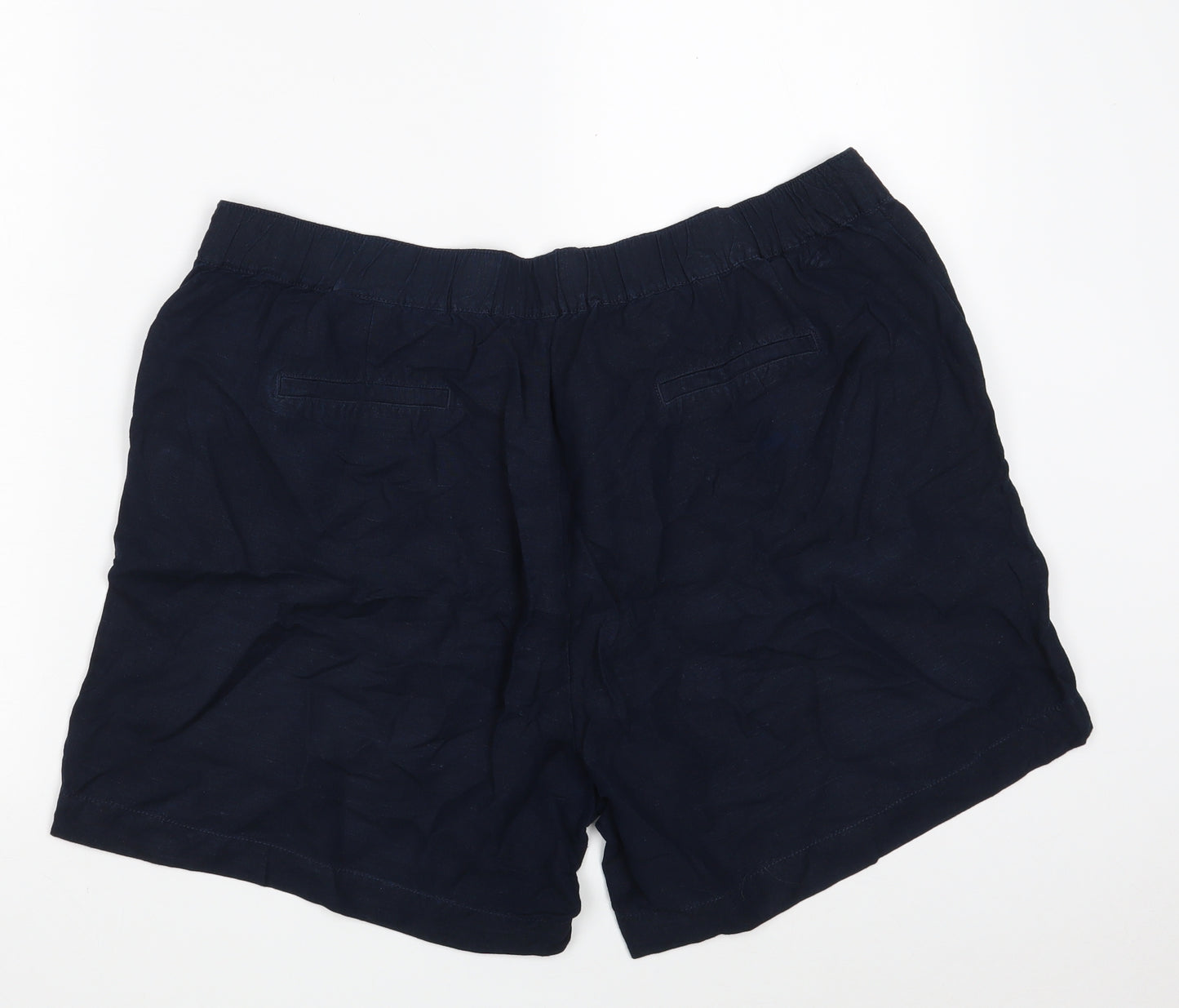 Dunnes Stores Womens Blue  Linen Sweat Shorts Size 18 L5 in Regular Zip