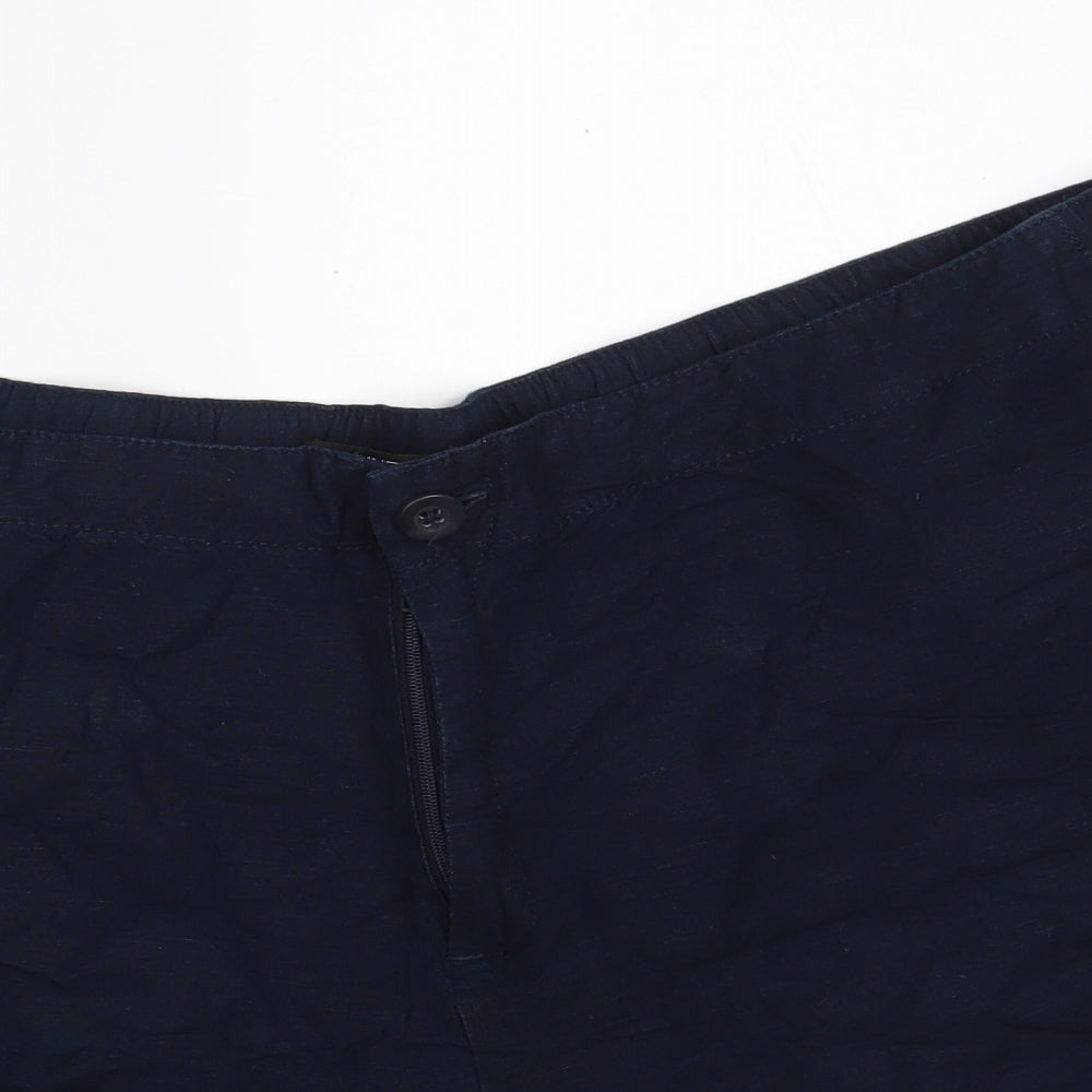 Dunnes Stores Womens Blue  Linen Sweat Shorts Size 18 L5 in Regular Zip