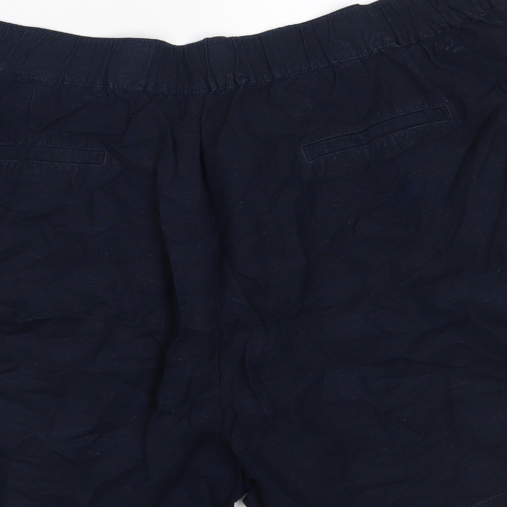 Dunnes Stores Womens Blue  Linen Sweat Shorts Size 18 L5 in Regular Zip