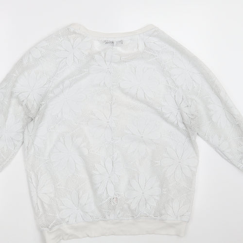 Atmosphere Womens White Floral 100% Polyester Pullover Sweatshirt Size 12