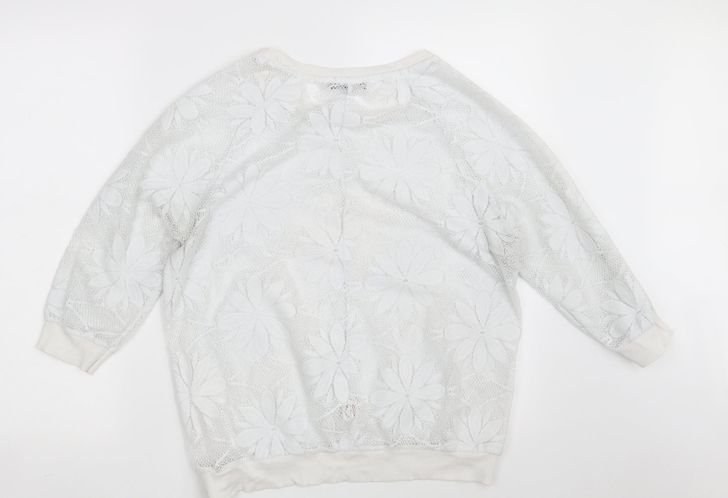 Atmosphere Womens White Floral 100% Polyester Pullover Sweatshirt Size 12