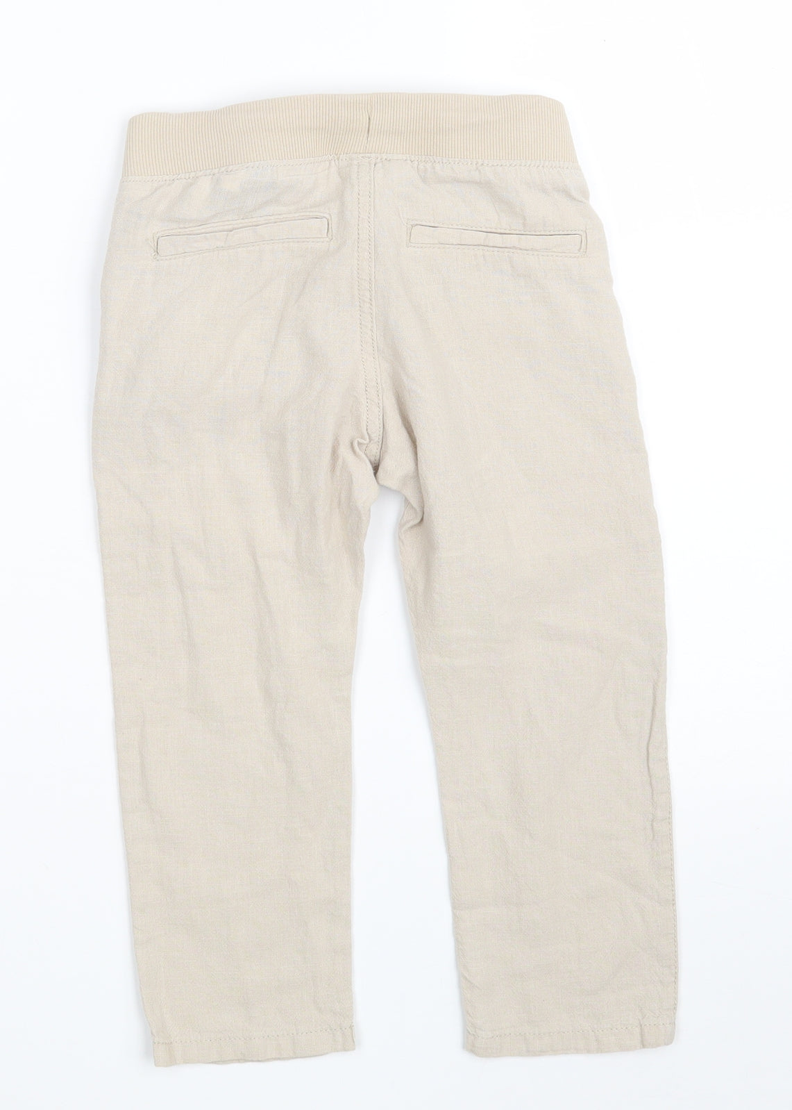 H&M Boys Beige  Linen Bloomer Trousers Size 3-4 Years  Regular Drawstring