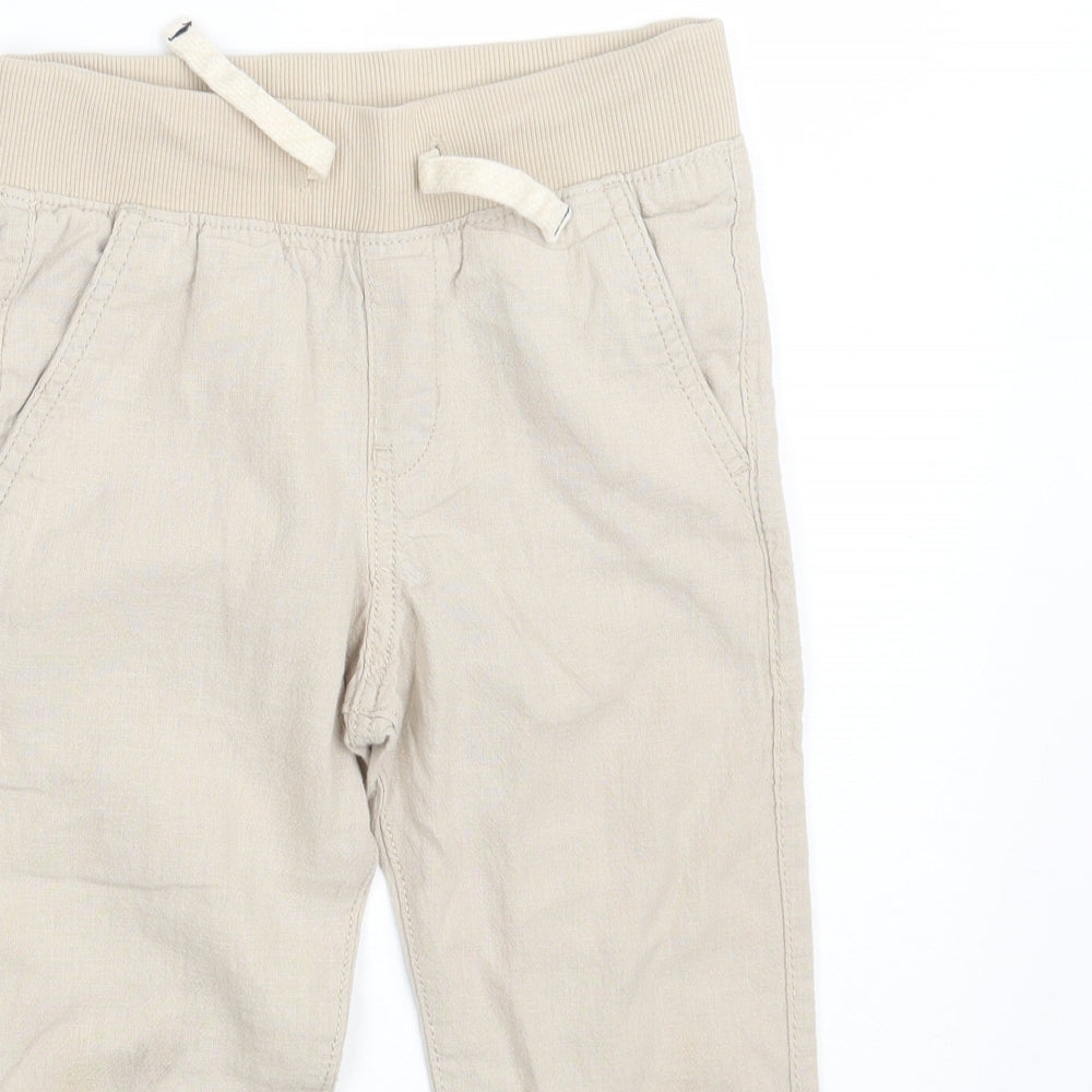 H&M Boys Beige  Linen Bloomer Trousers Size 3-4 Years  Regular Drawstring
