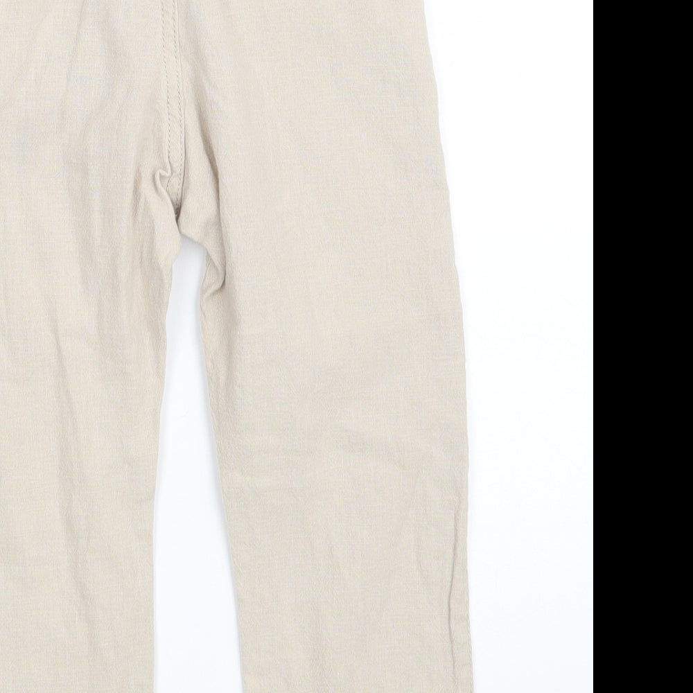 H&M Boys Beige  Linen Bloomer Trousers Size 3-4 Years  Regular Drawstring