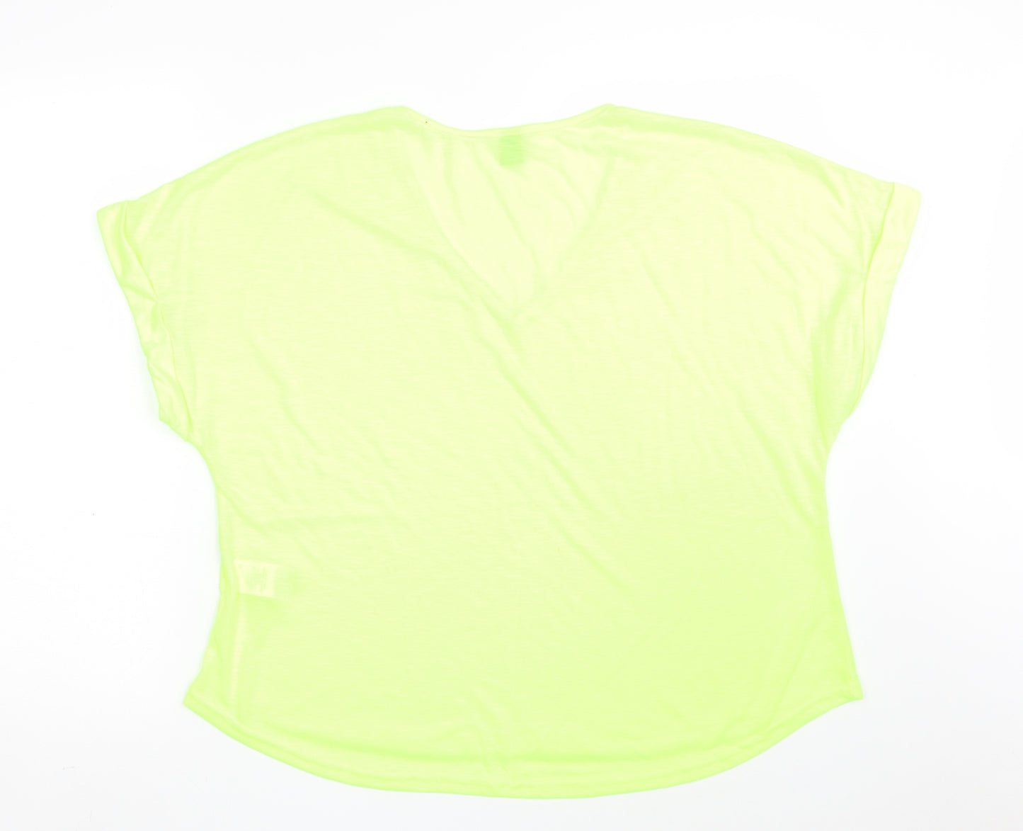SheIn Womens Green  Polyester Basic T-Shirt Size XL V-Neck - Curve