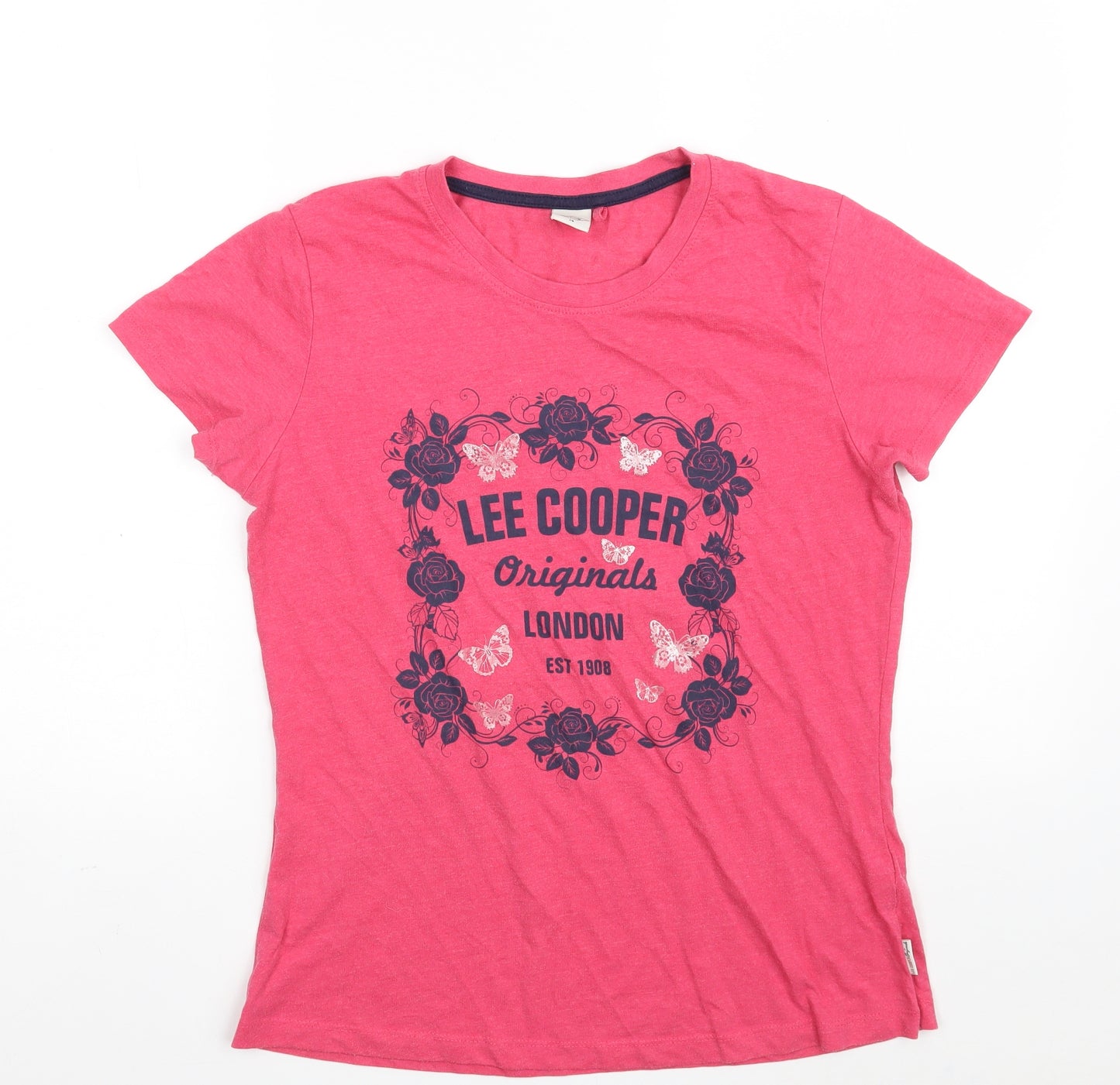 Lee Cooper Womens Pink  Cotton Basic T-Shirt Size 14 Round Neck